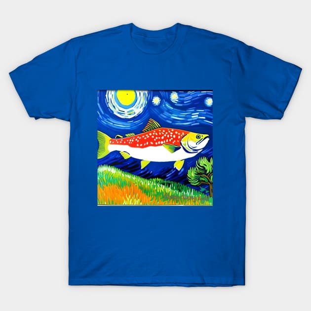 Fish T-Shirt Newfoundland Van Gogh Labrador T-Shirt Artsy Mug T-Shirt by SailorsDelight